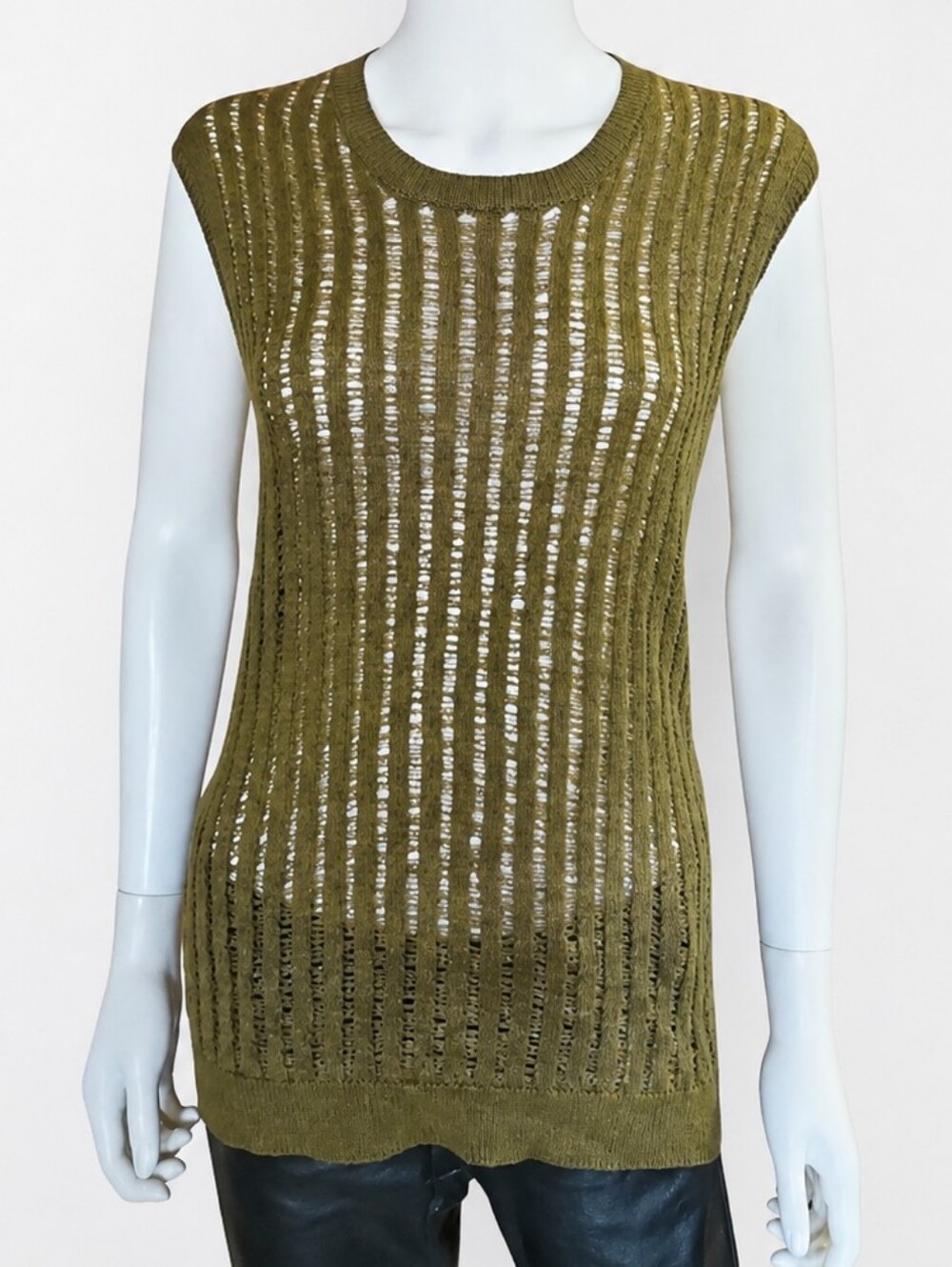UMA WANG | Cashmere Silk Open Knit Sleeveless Top Vest in Size Large